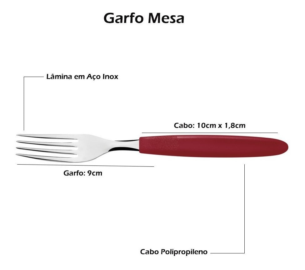 Faqueiro Inox Tramontina Ipanema 30 Peças Jogo De Talheres Cor Vermelho