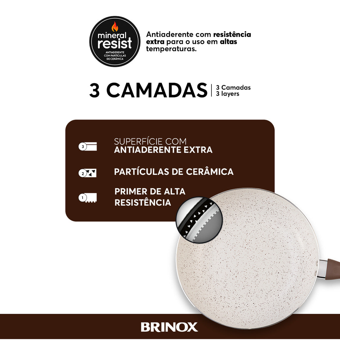 Jogo De Panelas 7 Peças Brinox Ceramic Life Vanilla