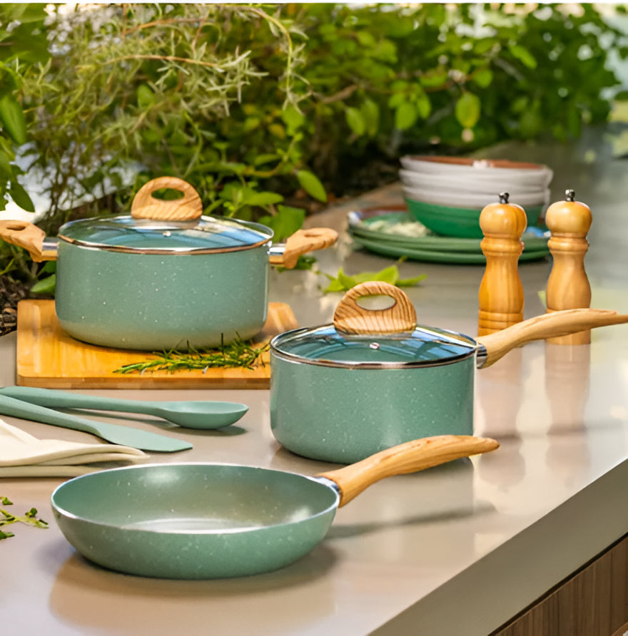 Jogo Panelas Brinox Indução Ceramic Life Botanika Kit 6 Pçs Cor Verde