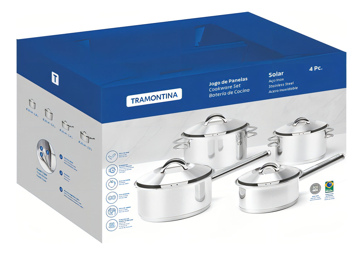 Jogo De Panelas 4pçs Solar Aço Inox Tramontina