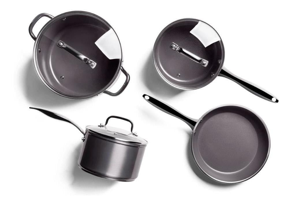 Jogo De Panelas Antiaderente Ceramic Unique Indução 4 Peças Cor Cinza