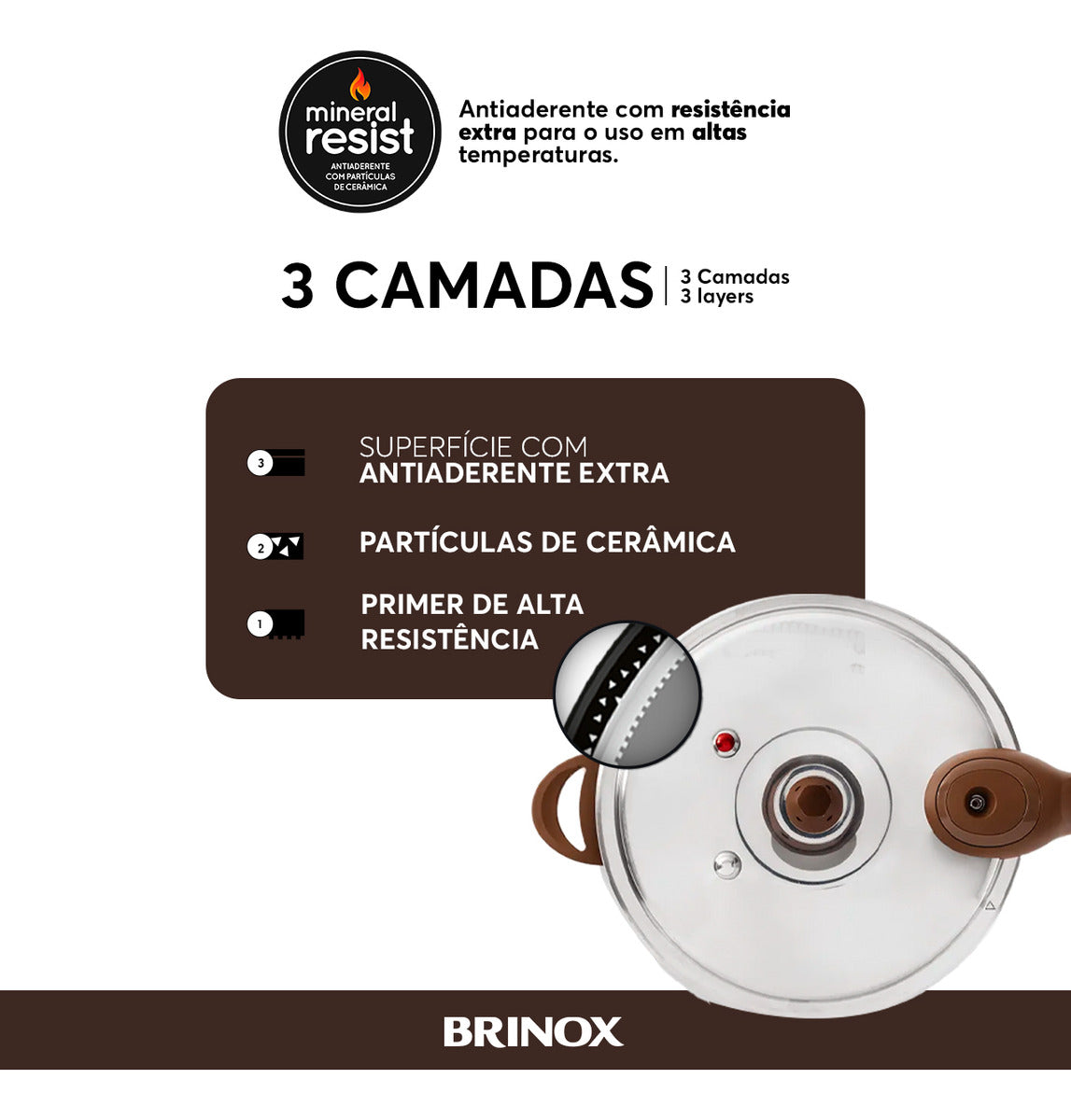 Brinox Pressure Panela de Pressão Revestimento Cerâmica Indução 4,2L cor Vanilla