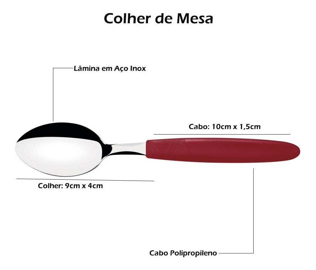 Faqueiro Inox Tramontina Ipanema 30 Peças Jogo De Talheres Cor Vermelho