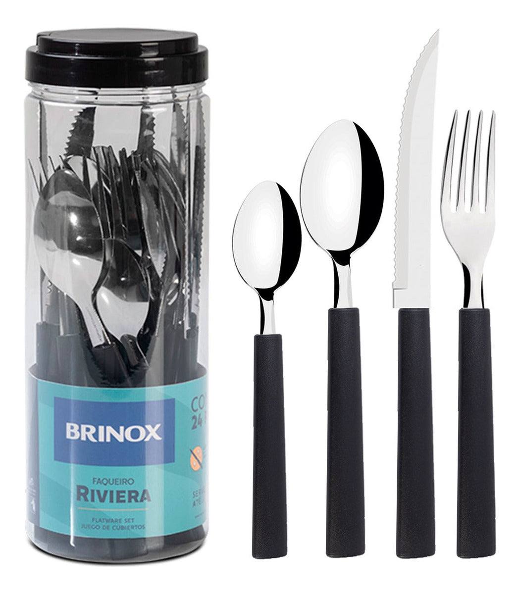 Faqueiro Inox 24 Peças Preto Brinox Riviera