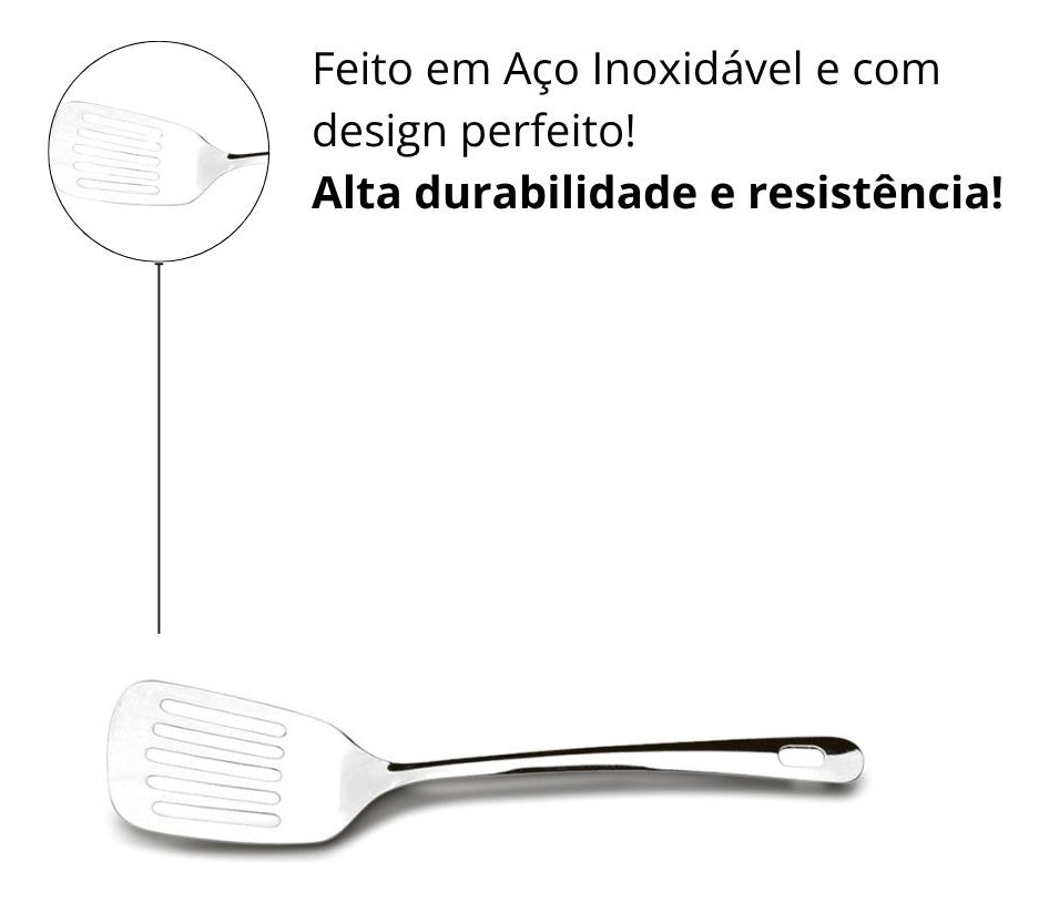 Espátula Perfurada Suprema Brinox 1,6 Mm X 32,5 Cm Cor Sem Cor