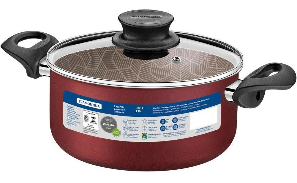 Caçarola Tramontina Antiaderente Paris 24cm Vermelho