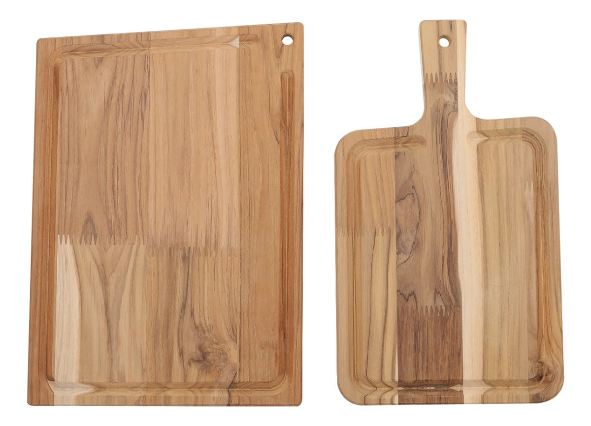 Kit Tábuas De Churrasco Em Madeira Teca finger 2 Unidades Tramontina