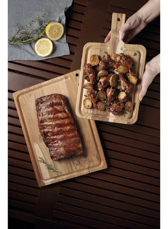 Kit Tábuas De Churrasco Em Madeira Teca finger 2 Unidades Tramontina