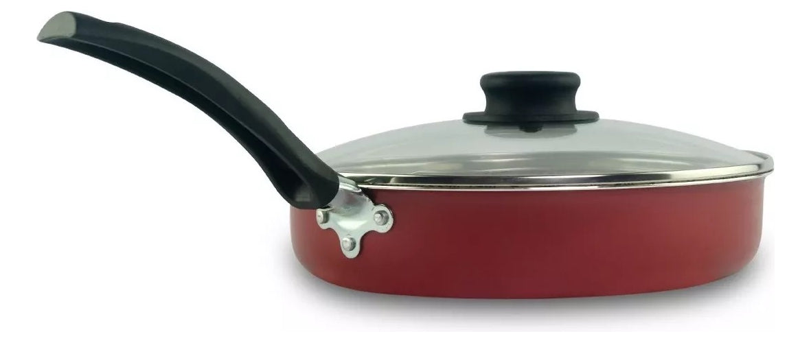 Frigideira Reta Tampa De Vidro 22cm 1,7l Alumínio Tramontina Cor Vermelho