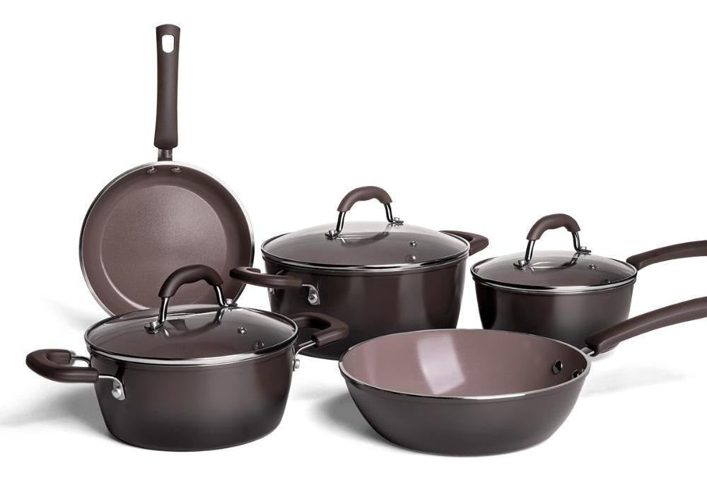 Jogo Panelas Antiaderentes Indução Rev Cerâmico 5 Pcs Brinox Cor Carbono