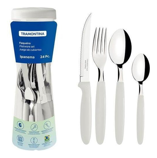 Faqueiro Tramontina Ipanema Inox 24 Pçs Serve Até 6 Pessoas Cor Branco