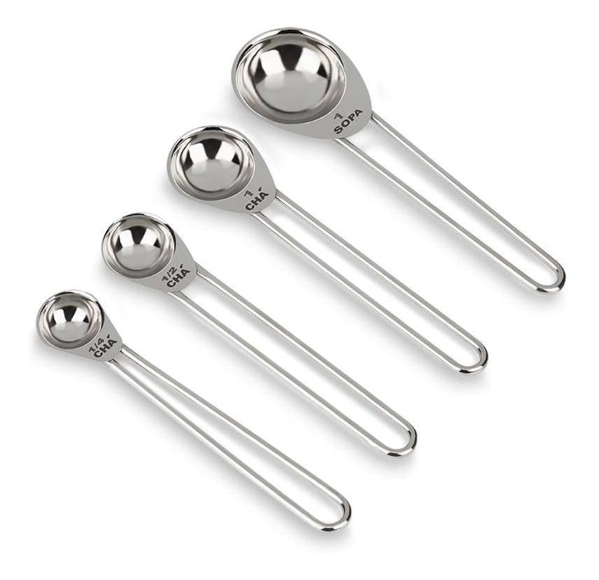 Conjunto Colheres Inox Medidoras 4 Peças - Brinox 2203/300 Cor Cinza