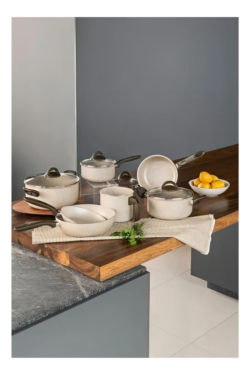 Jogo Panelas Brinox Ceramic Life Suprema Vanilla Kit 7 Pçs