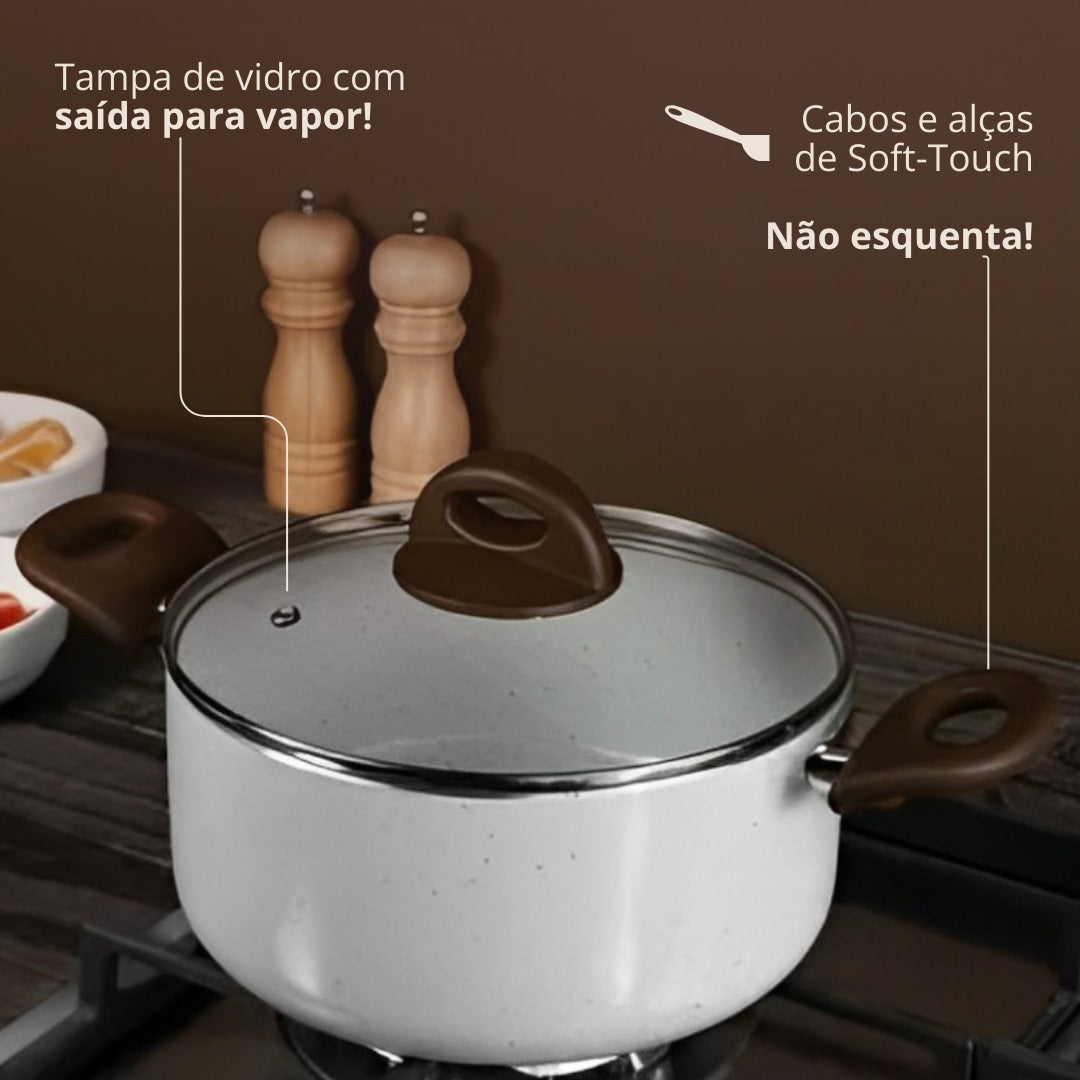 Jogo De Panelas 5 Peças Ceramic Life Vanilla Brinox