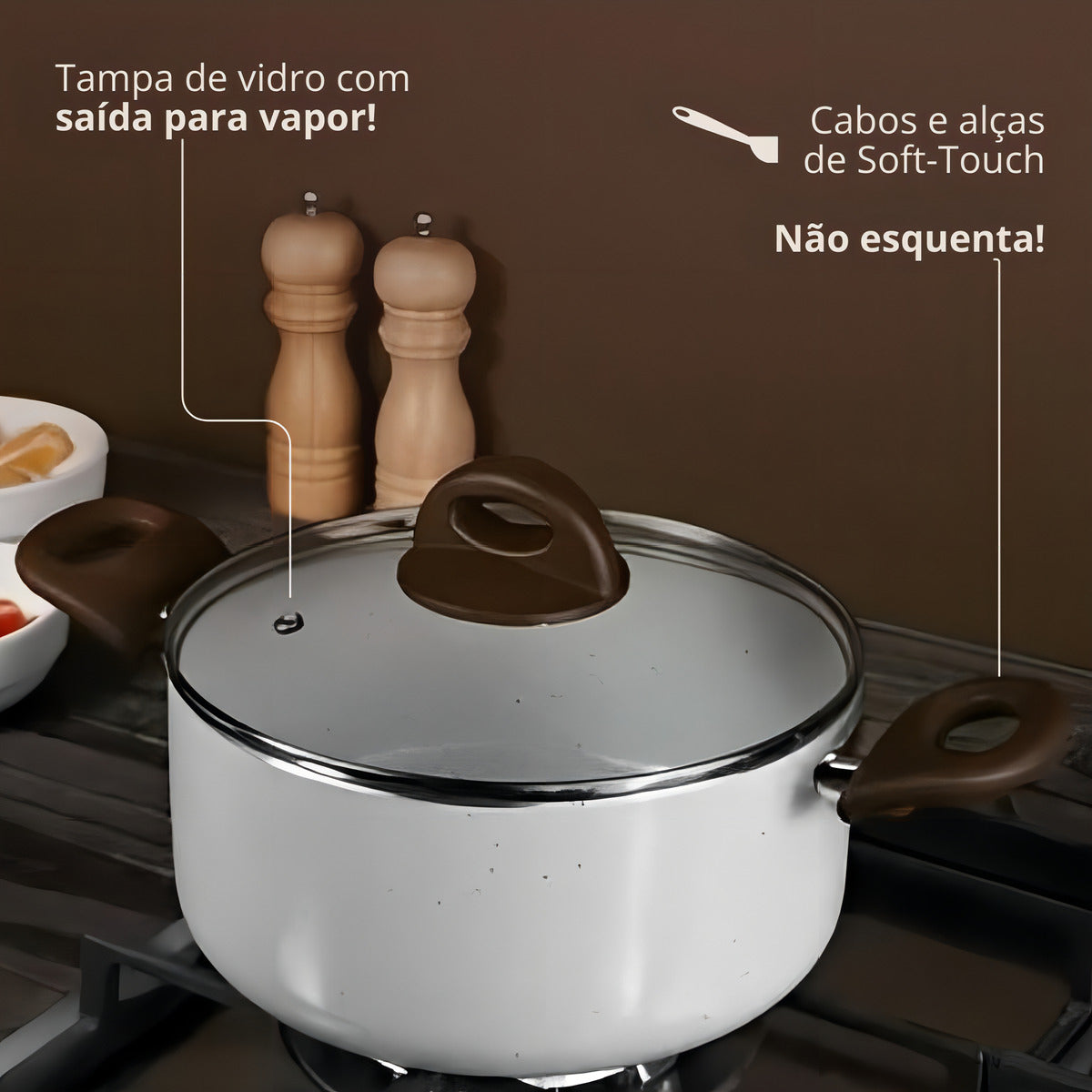 Jogo De Panelas 7 Peças Brinox Ceramic Life Vanilla