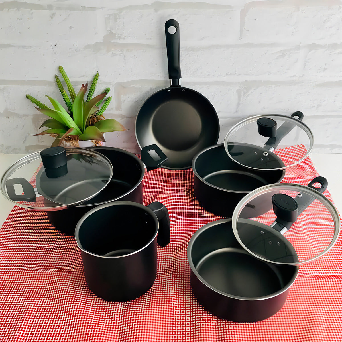 Conjunto Jogo Panela Antiaderente Brinox Preto Ebony 5 Peças