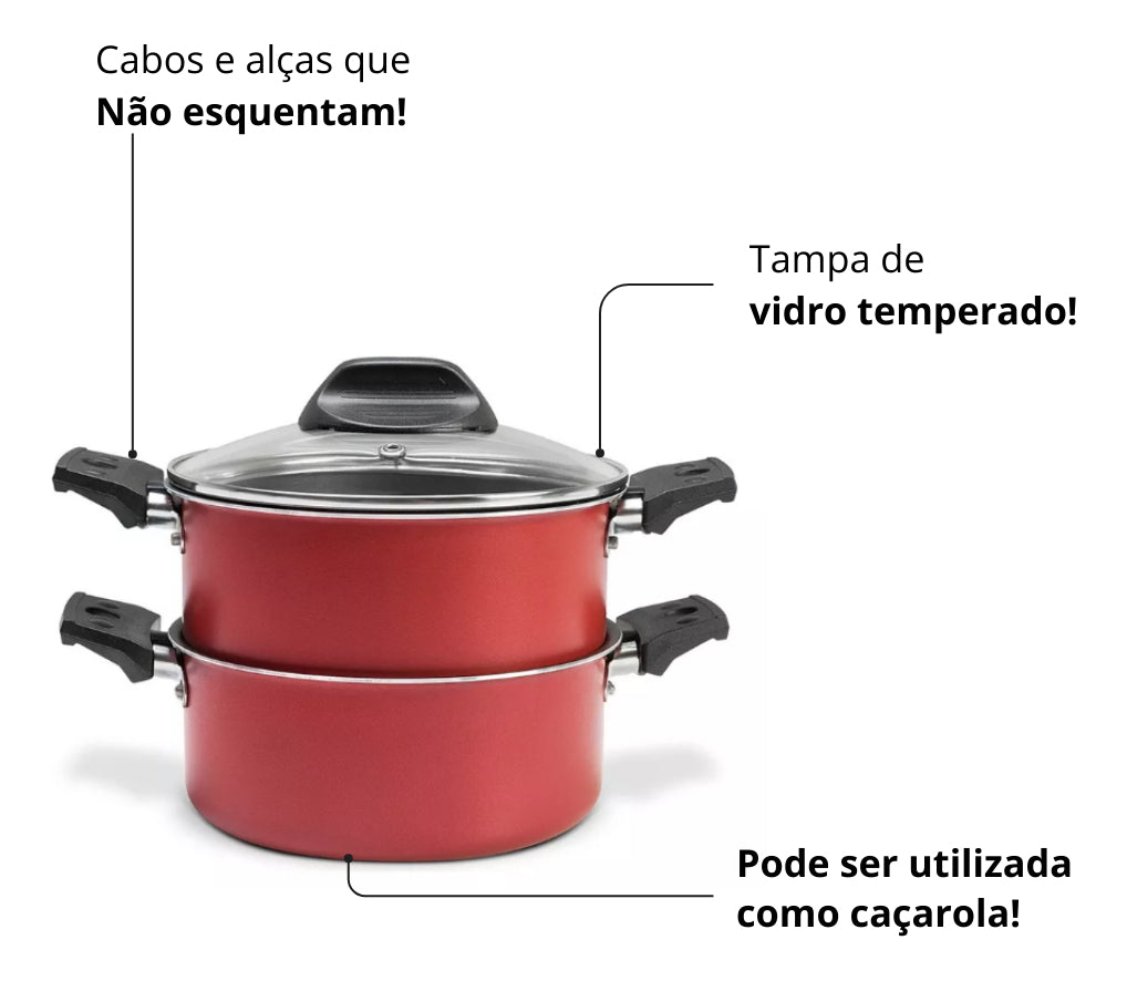 Cozi Vapor C/ Tampa Cor&vapor Ø16x12,5cm 1,45l Verm. Cereja Brinox