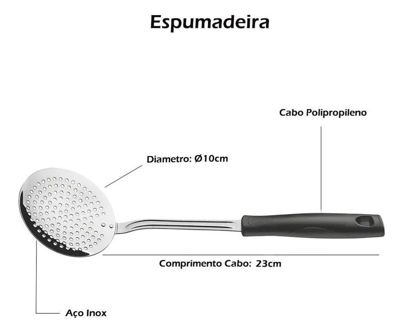 Tramontina Easy jogo de utensílios em aço Inox 5 peças cor preto