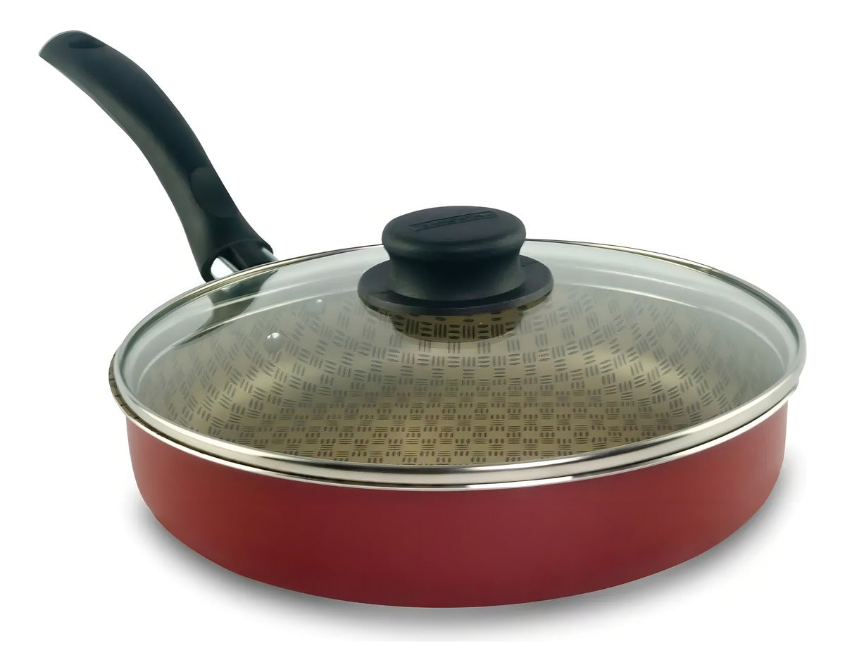 Frigideira Reta Tampa De Vidro 22cm 1,7l Alumínio Tramontina Cor Vermelho