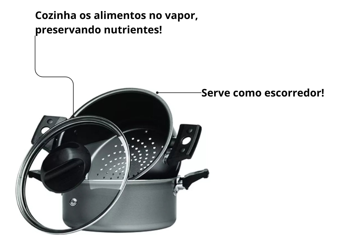 Cozi Vapore Alumínio Antiaderente Prata Brinox 7100/150