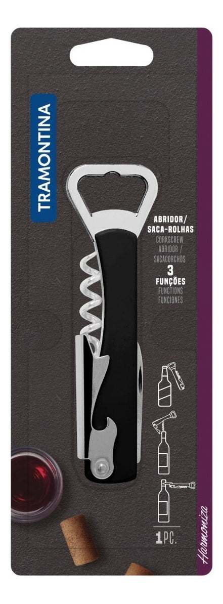 Abridor De Garrafa Com Saca Rolhas E Canivete Tramontina