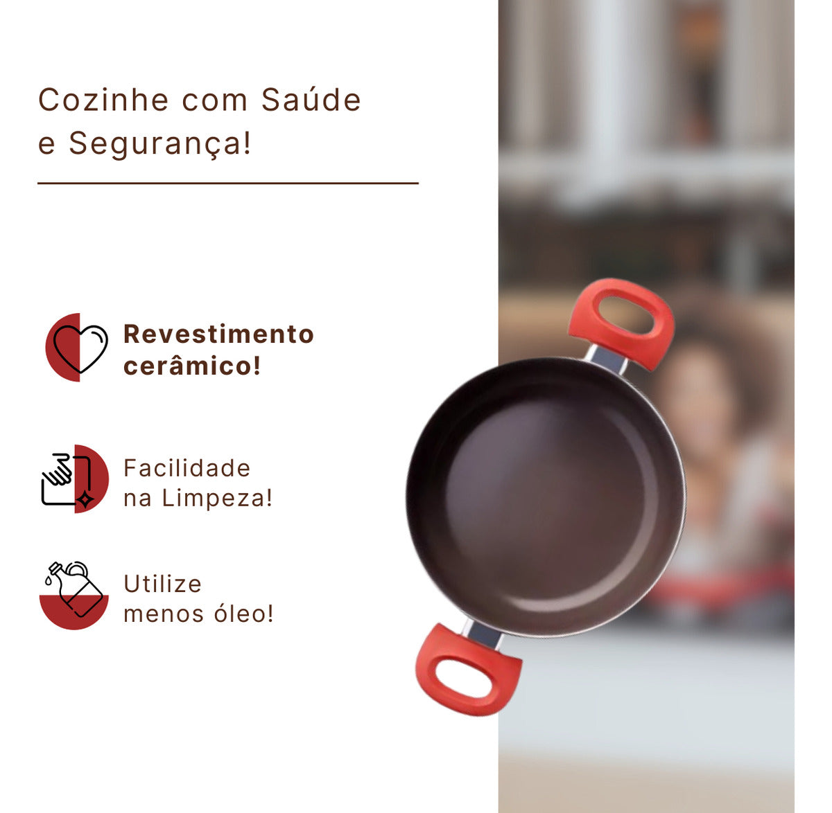 Jogo de Panelas 5 Peças Ceramic Life Optima Vermelho Carmin com Fundo de Indução - Brinox