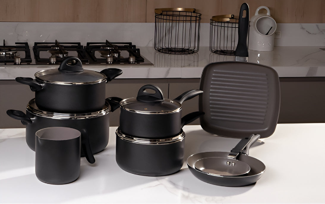Jogo De Panelas Brinox Ceramic Life Smart Plus 8 Peças Preto