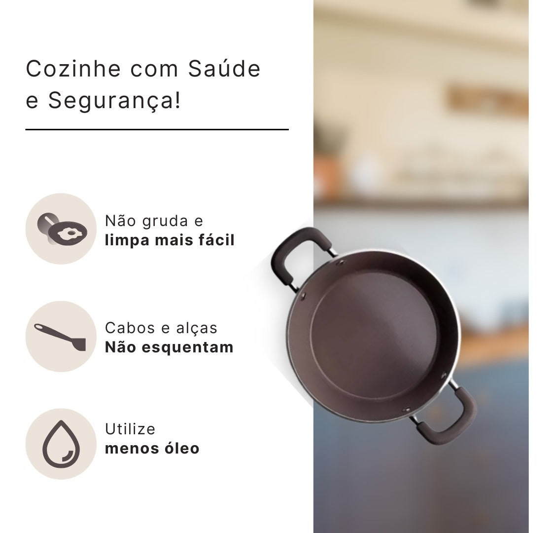 Jogo Panelas Antiaderentes Indução Rev Cerâmico 5 Pcs Brinox Cor Carbono