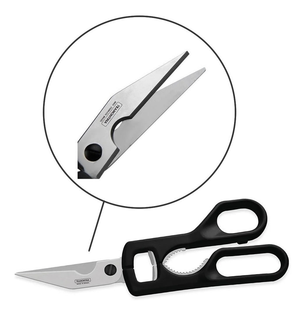 Tesoura de cozinha multiuso Tramontina 25920/109 com corte reto, cor preta