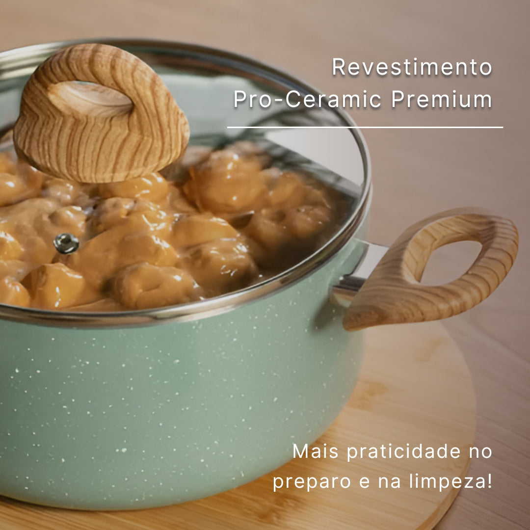 Jogo Panelas Brinox Indução Ceramic Life Botanika Kit 6 Pçs Cor Verde