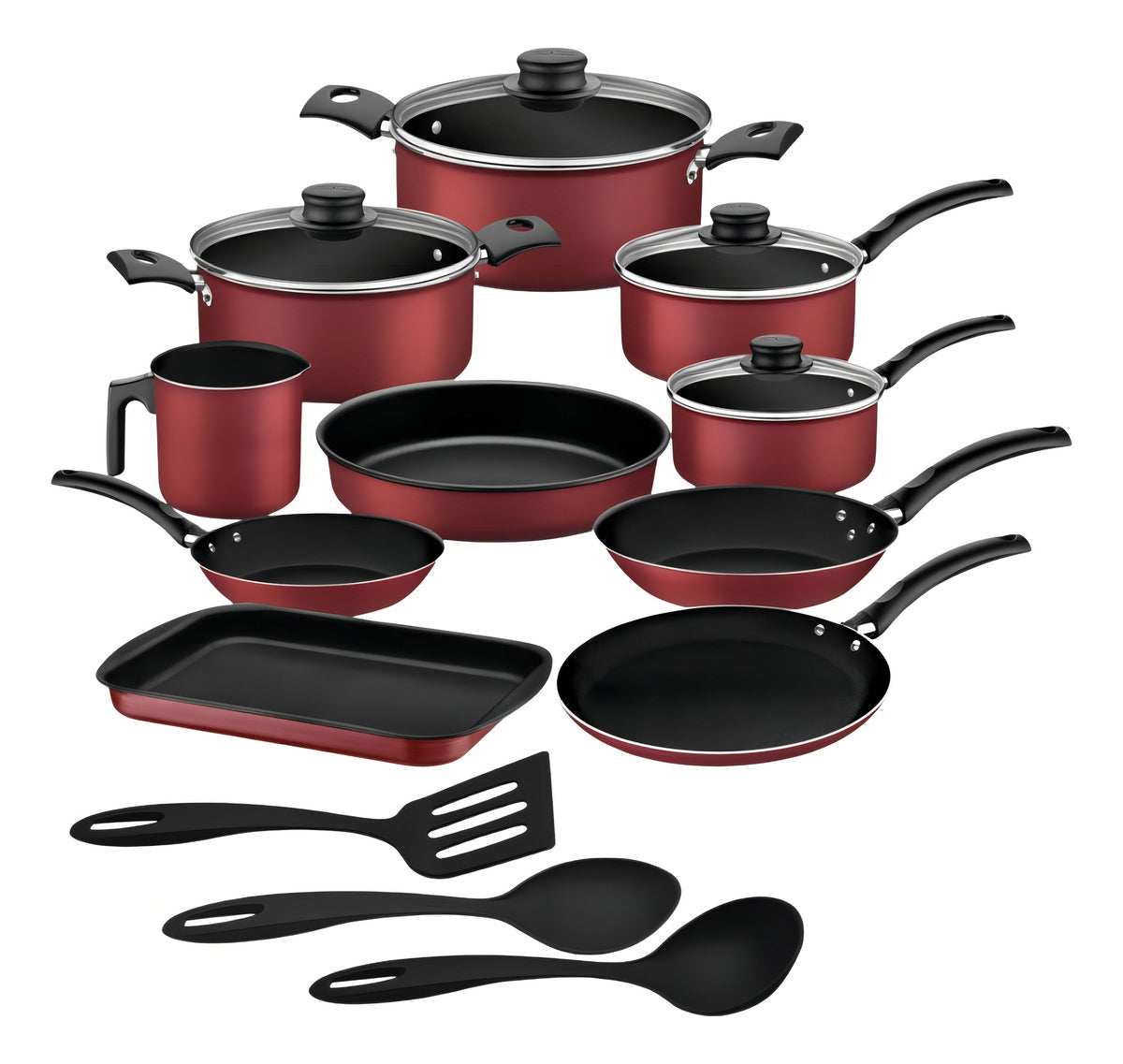 Jogo De Panelas Utensilios 13 Peças Tramontina Antiaderente Cor Preto