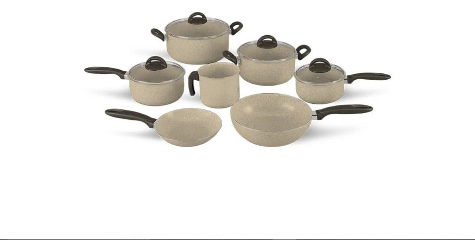 Jogo Panelas Brinox Ceramic Life Suprema Vanilla Kit 7 Pçs