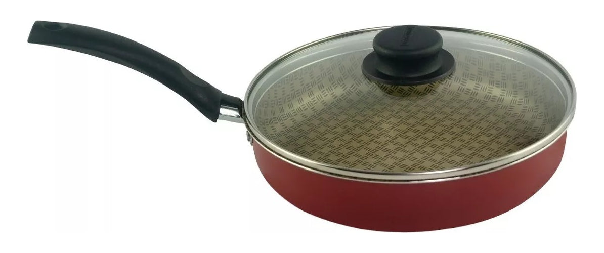 Frigideira Reta Tampa De Vidro 22cm 1,7l Alumínio Tramontina Cor Vermelho