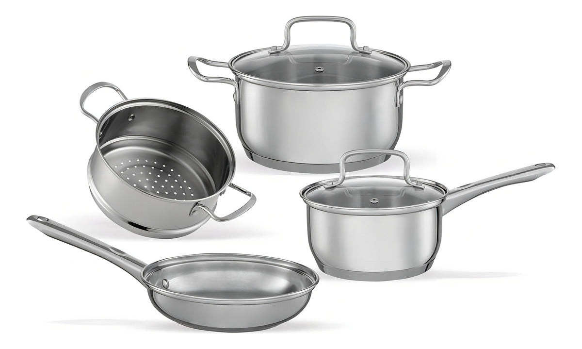 Jogo De Panelas Inox Fundo Triplo Jasmin 4 Peças Com Indução Brinox