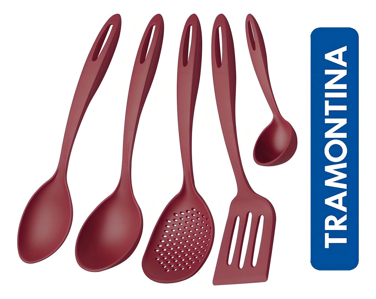 Tramontina Ability jogo utensílios em nylon vermelho 5 pçs
