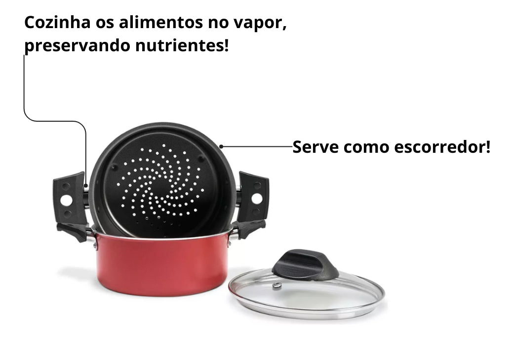 Cozi Vapor C/ Tampa Cor&vapor Ø16x12,5cm 1,45l Verm. Cereja Brinox