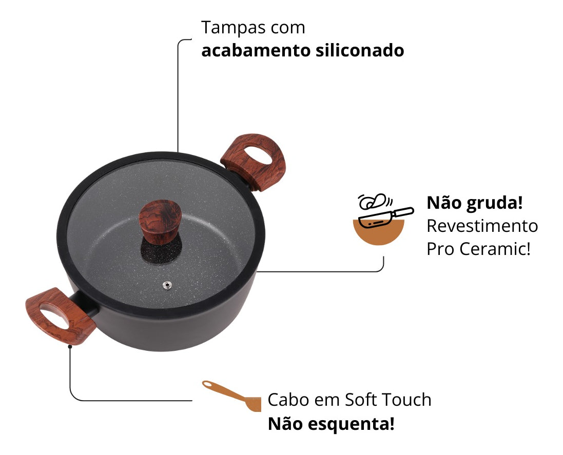 Jogo De Panelas Ceramic Life Sirius 4 Peças Indução Brinox