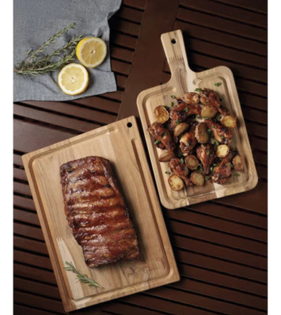 Kit Tábuas De Churrasco Em Madeira Teca finger 2 Unidades Tramontina