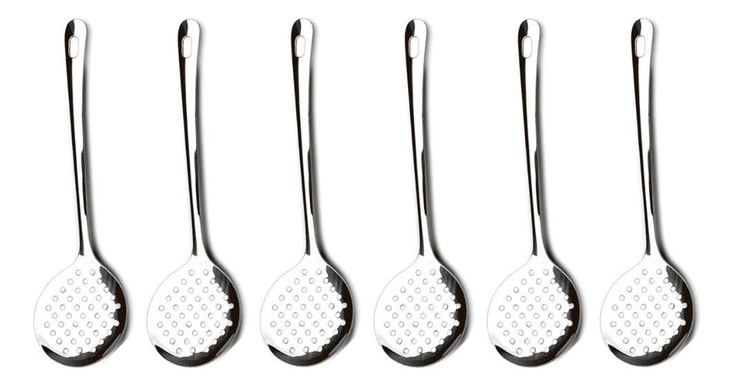 Kit 6 Escumadeiras 33cm Aço Inox Para Frituras Espumadeiras