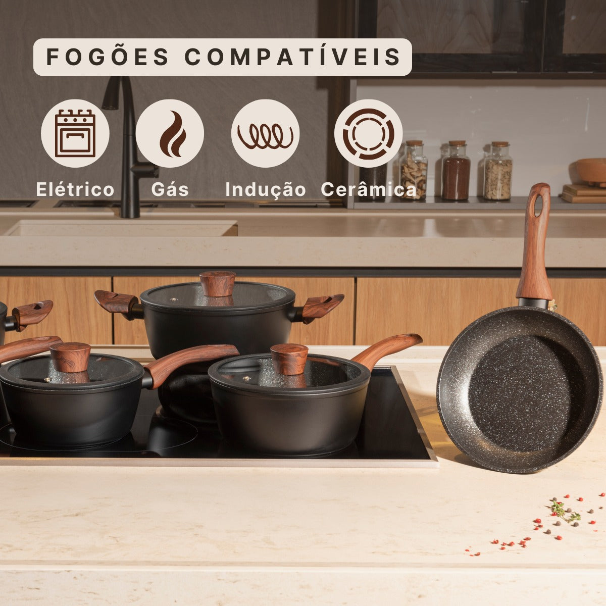 Jogo De Panelas Ceramic Life Sirius 4 Peças Indução Brinox