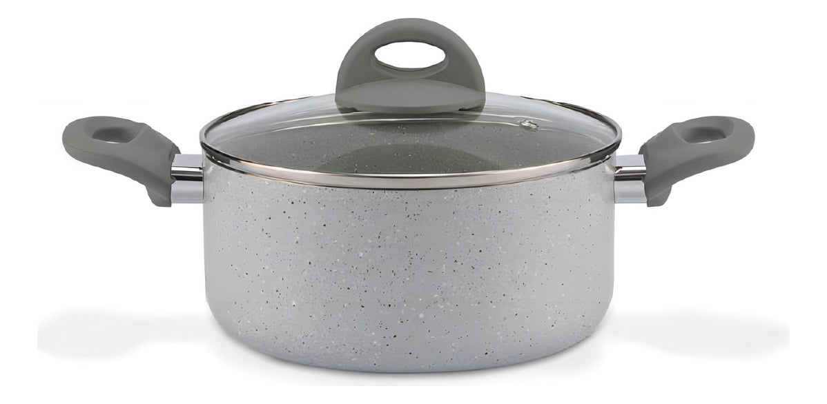 Jogo De Panelas 5 Peças Ceramic Life Marble Blend Brinox Cor Cinza