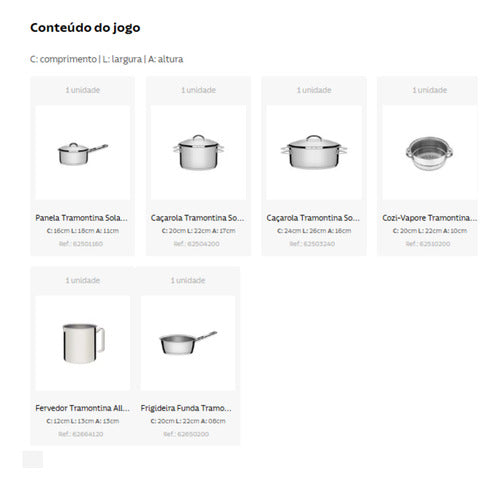 Jogo De Panelas Tramontina 6 Peças Solar Inox Indução