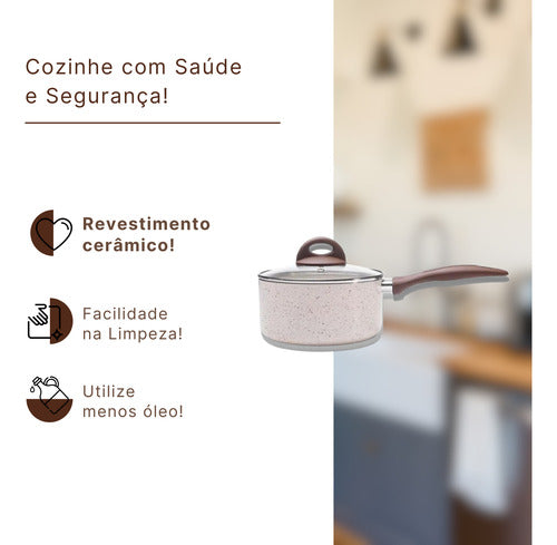 Panela Tampa 18cm Ceramic Life Granada Indução Brinox
