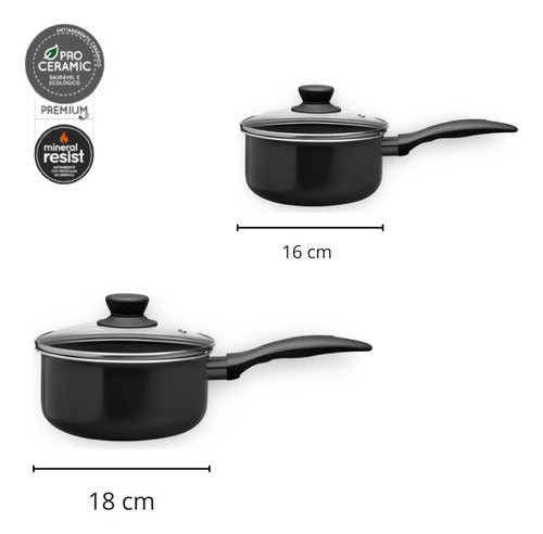 Jogo Panelas Revest Cerâmico Preto Easy 7 Pcs Preto Brinox
