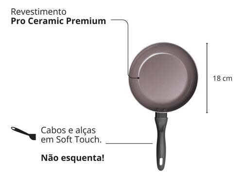 Jogo Panelas Revest Cerâmico Preto Easy 7 Pcs Preto Brinox