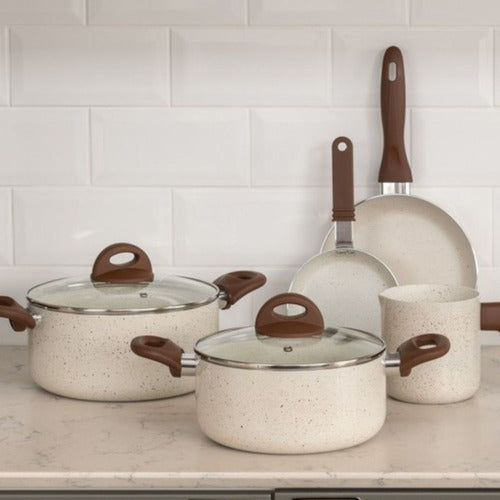 Jogo Panelas Revest Cerâmica Smart Plus 6pcs Vanilla Brinox