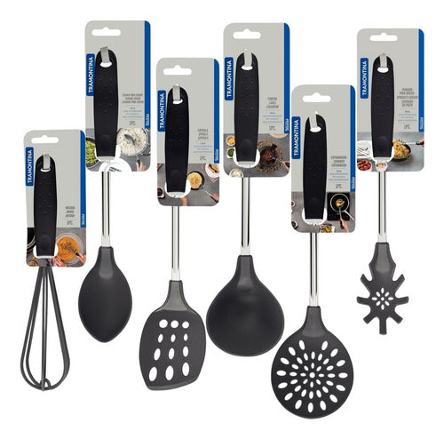 Conjunto Utensilios Cozinha Jogo Preto Tramontina 6 Pecas