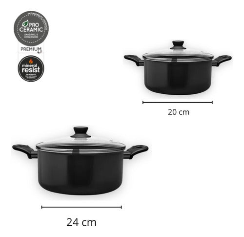 Jogo Panelas Revest Cerâmico Preto Easy 7 Pcs Preto Brinox