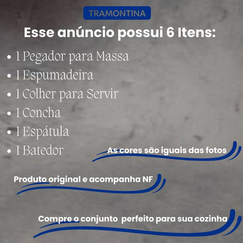 Conjunto Utensilios Cozinha Jogo Preto Tramontina 6 Pecas