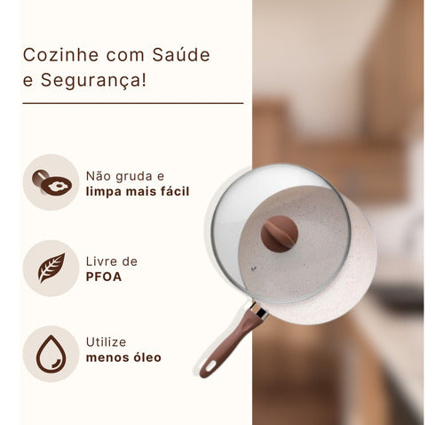 Jogo Panelas Revest Cerâmica Smart Plus 6pcs Vanilla Brinox